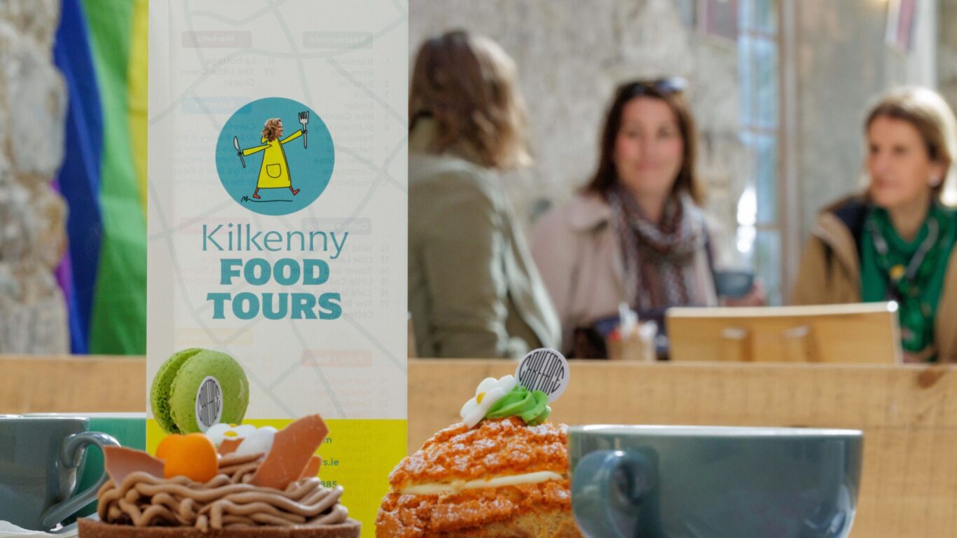 Enjoy delightful pastries and coffee with friends during Kilkenny Food Tours in a cosy café setting.