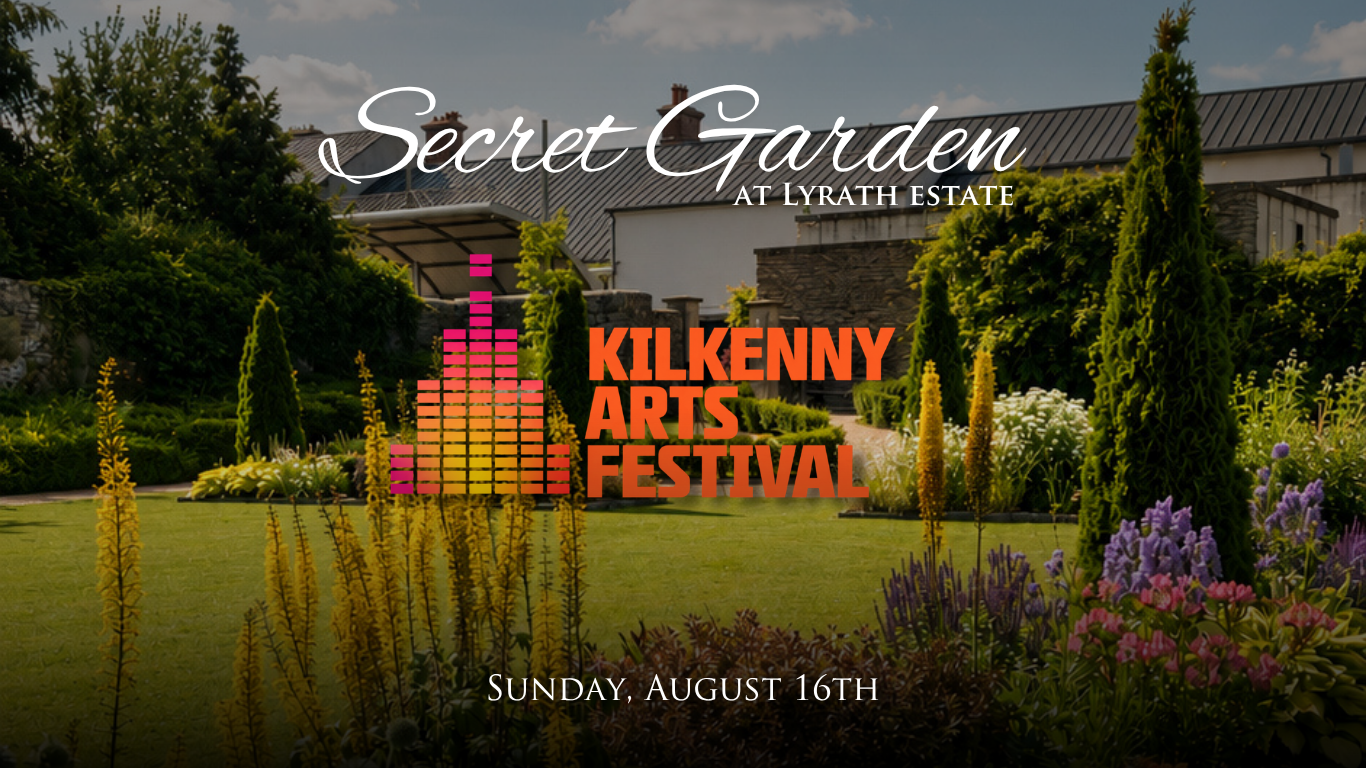 Explore Kilkenny Arts Festival in Lyrath Estate's lush Secret Garden, surrounded by vibrant flowers and serene greenery.